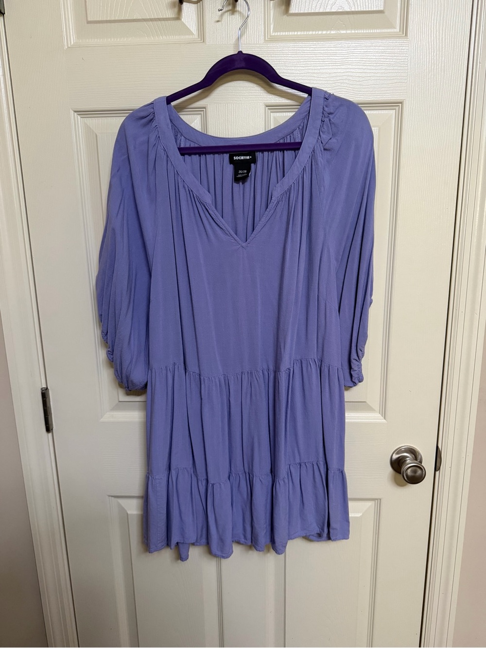 Torrid Soprano Lavender V-Neck Tiered Peasant Tunic Sz 26/28